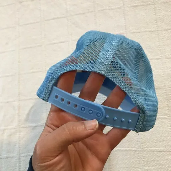 Dolphin Trucker Hat Paradise Embroidered Cap Blue White O/S Retro Kawaii Coastal - Picture 5 of 8